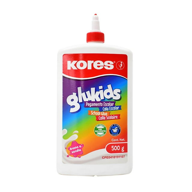 Kores Glukids Pegamento Escolar Blanco 500 g – Aroma Sandía, Sin Solvente, No Tóxico para Manualidades y Escuela