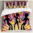 thumbnail image 3 of 70s Party Twin Size Duvet Cover Set, Dancing People Silhouettes with Afro Hair Disco Party and Funky Display Print, Decorative 2 Piece Bedding Set with 1 Pillow Sham, Multicolor, by Ambesonne, 3 of 3
