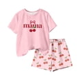 thumbnail image 6 of Afuyipoi Boys Girls Letter Print Short Sleeve T-Shirt and Elastic Waist Shorts 2-Piece Casual Outfit Set, Soft Rayon Blend Playwear Pink Size 13-14 Years, 6 of 7