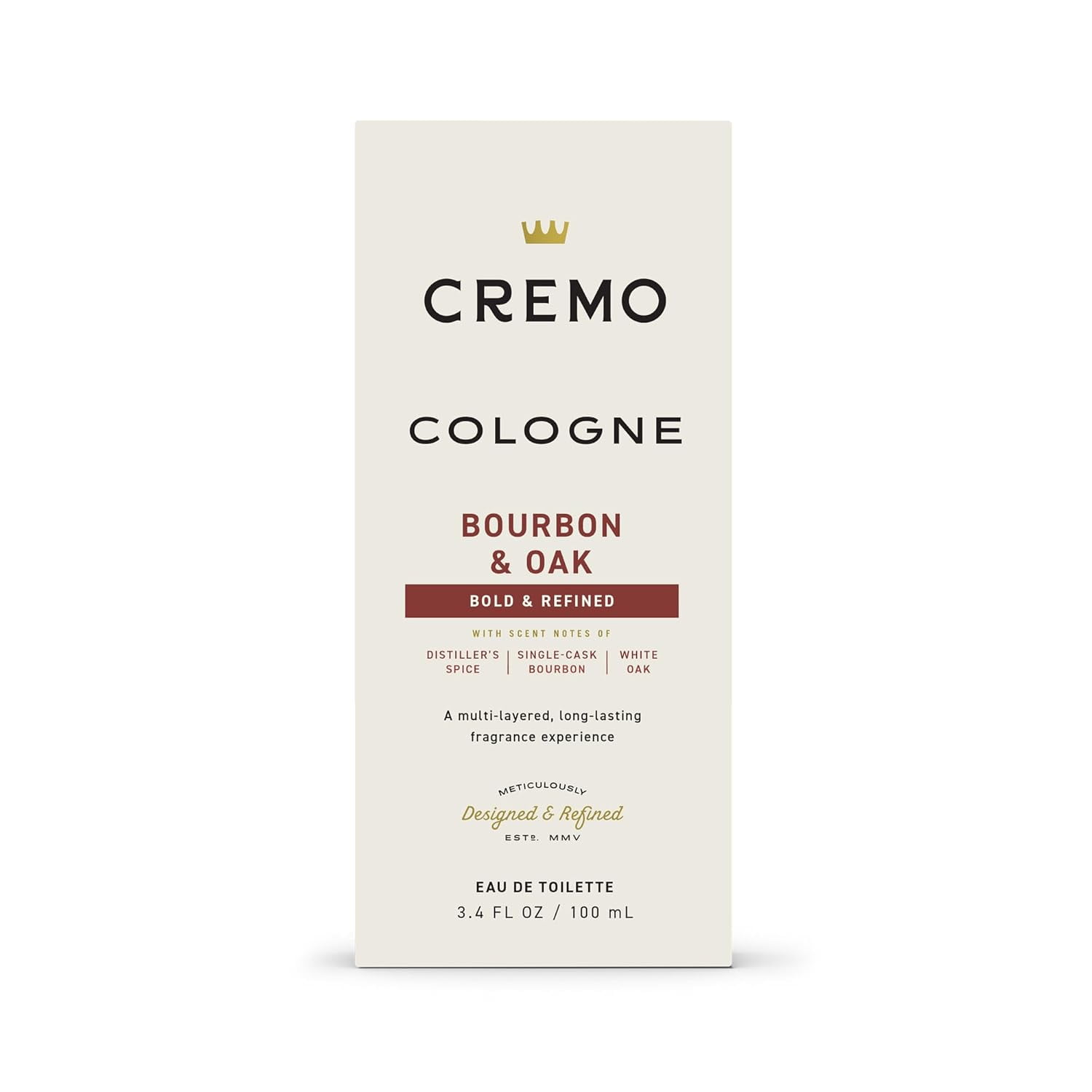 Cremo Cologne Spray, Bourbon & Oak, 3.4oz (Pack of 2)