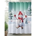 thumbnail image 2 of Fsddascl Green Christmas Shower Curtain Set - Long 72" x 84" Washable Bathtub Curtain with 12 Hooks, Winter Skiing Snowman Pine Tree Waterproof Fabric Stall Shower Curtains for Bathroom/Bathtub, 2 of 6