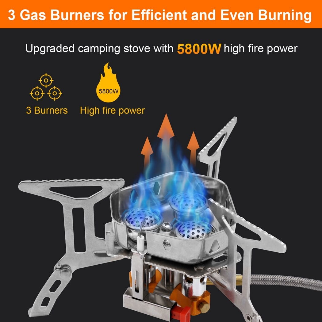 5800W Windproof Camping Stove, Portable Camping Gas Stove Outdoor with  Piezo Ignition, Foldable Camping Gas Burner Stove, Backpacking Stove  Suitable ...