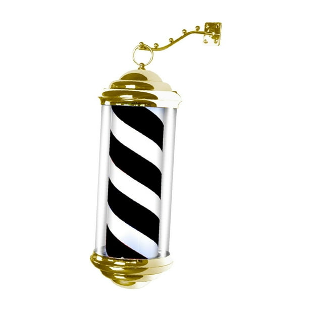 Poste de barbería con luz LED, resistente a la lluvia, para peluquería, letrero abierto 40 blanco y negro