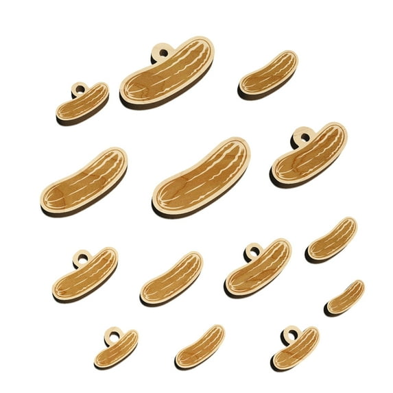 Vegetable Cucumber Wood Mini Charms Shapes DIY Craft Jewelry - No Hole - Various Sizes (16pcs)