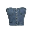thumbnail image 4 of Dressy Tops for Women Strapless Washed Denim Bustier Corset Sleeveless Vest Tops Summer Tops, 4 of 9