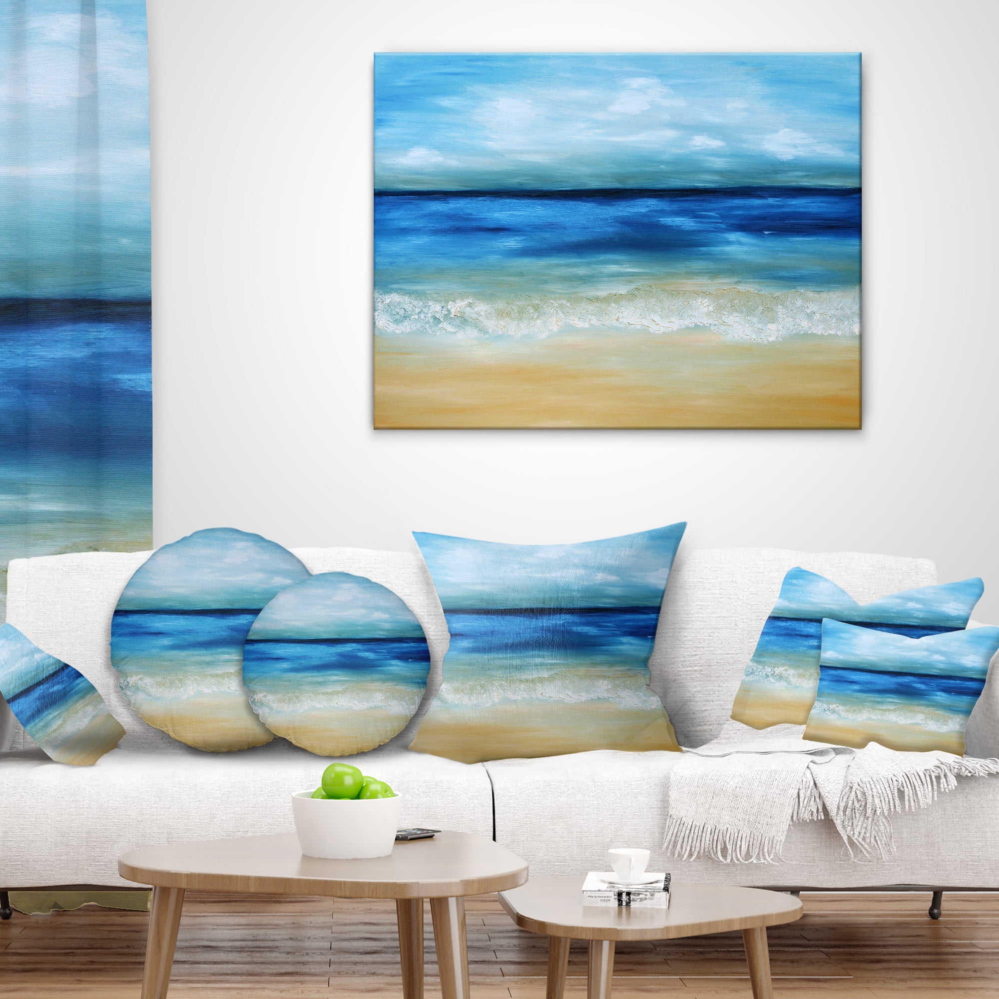 Designart Warm Tropical Sea and Beach - Seascape Throw Pillow - 18x18