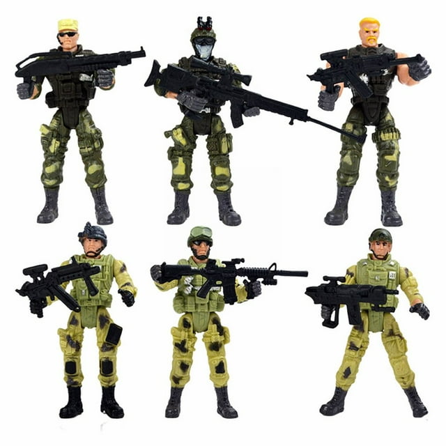 LNGOOR 4 In. Special Force SWAT Soldiers Action Figures with & Accessories 6 Figures Per Pack