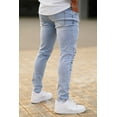 thumbnail image 4 of GINGTTO Men's Skinny Jeans Stretch Ripped Tapered Leg, Light Blue Ripped, 30W x 30L, 4 of 5