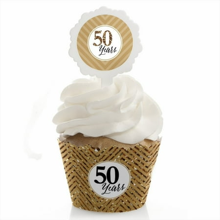 Anniversary Wedding Gift Wrap - We Still Do - 50th Wedding Anniversary - Cupcake Wrapper & Pick Party Kit - Set of 24