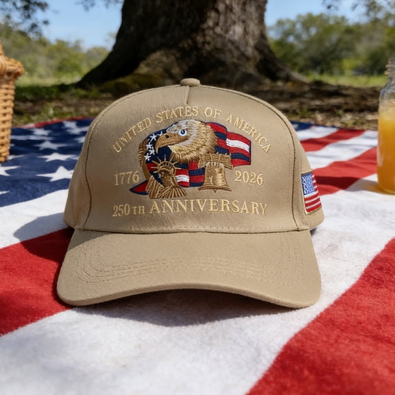 United States 250th Anniversary Hat with Eagle & Liberty,Anniversary USA Hat,Bald Eagle Embroidery Patriotic Baseball Cap