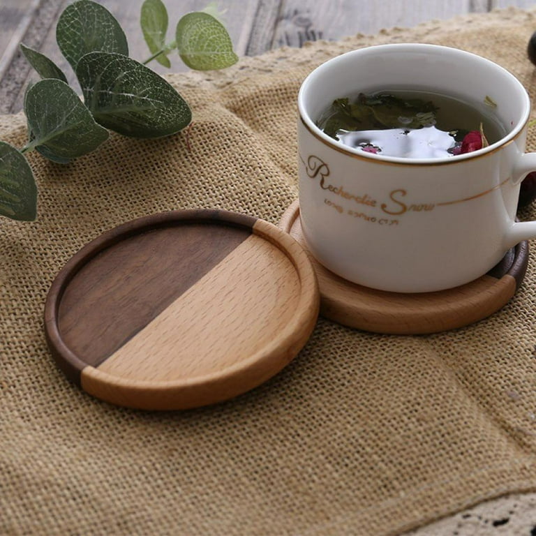 RubrumRosa Wooden Coasters for Drinks Tea Coffee Cup Pads Drink