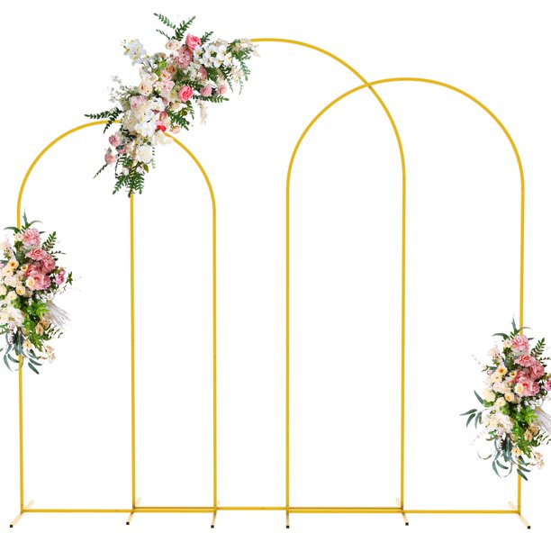 Soporte de fondo para arco de boda Wokceer, set de 3, metal dorado