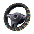thumbnail image 2 of Xecao Red And Blue Flame Wave Dragon patten Stretch Elastic Steering Wheel Cover, fits all vehicles, 15-inch diameter, 2 of 6