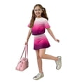 thumbnail image 3 of Grblisyd Girls 2 Piece Outfits Short Sleeve Gradient Top and Mini Skirt Sets Summer Clothes Size 10-12 Years, 3 of 5