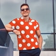 thumbnail image 4 of Balery Orange And White Polka Dot1 Camisa Polo de Hombre con Estampado, de Manga Corta y Tejido Medio, Camisa Tipo Golf Polo-4X-Large, 4 of 6