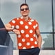 thumbnail image 4 of Balery Orange And White Polka Dot1 Camisa Polo de Hombre con Estampado, de Manga Corta y Tejido Medio, Camisa Tipo Golf Polo-Medium, 4 of 6