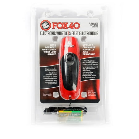 Fox 40 Micro Whistle - Fox 40 Electronic 3 Tone Whistle with Adjustable Wrist Lanyard, Red and Black
