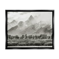 Stupell Industries Foggy Mountain Peaks Landscape Landscape Photography Black Floater Framed Art Print Wall Art