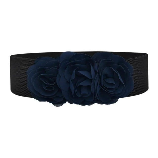 Cinturón de cintura elástico ancho para vestido, cintura de estiramiento de flores grandes para abrigo, camisa