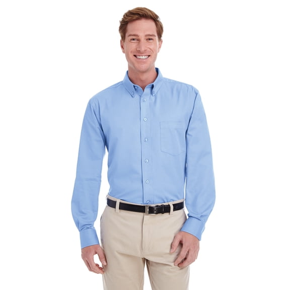Harriton Men's Foundation 100% Cotton Long-Sleeve Twill Shirt with Teflonâ„¢ - M581