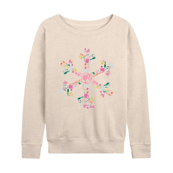 Barbie - Holiday & Christmas - Iconic Barbie Icon Snowflake - Women's Lightweight French Terry Long Sleeve Shirt