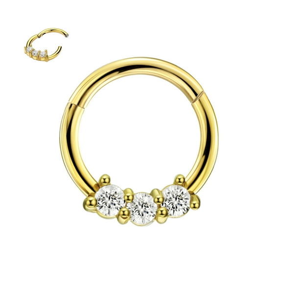 16g Septum Jewelry 16 gauge Septum Rings for Women Gold Plated Surgical Steel Septum Hoop 8mm Cubic Zirconia Daith Piercing Jewelry