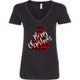 thumbnail image 3 of Inktastic Red Buffalo Plaid Christmas Tree Women's V-Neck T-Shirt, 3 of 5