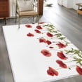 thumbnail image 2 of Red Floral Area Rugs 3x5 ft Pastoral Concubine Flowers Green Leaf Country Washable Rug Non Slip Indoor Carpet Absorbent Floor Mat for Living Room Bedroom Dining Room, 2 of 9