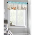 thumbnail image 4 of Kitchen Cafe Valance Curtain for Small Windows,Summer Ocean Blue Sky and Sandbeach Rod Pocket Short Valances Starfish and Seashell Window Treatment Panel for Living Room/Bedroom/Bathroom,42x12in, 4 of 9