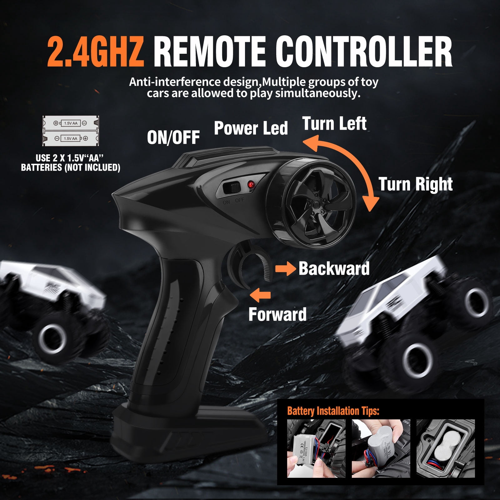 Sumsoltic Remote Control Car, 2.4GHz Amphibious RC Truck, 1:16 Waterproof Monster Truck 4WD All Terrain 360° Rotatable Stunt Truck Toys