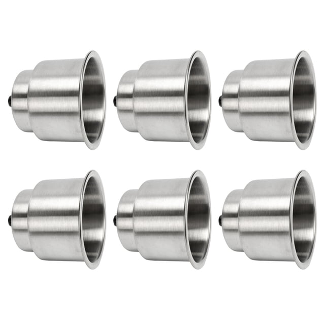 6X Soporte de Vasos de Acero Inoxidable Cepillado con Drenaje Autocaravana de Marino