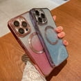 thumbnail image 6 of Compatible with iPhone 12 Pro Max Magnetic Gardient Glitter Case, Plating Bling Cute Case with MagSafe for Women Girls Full Camera Protector Back Cover for iPhone 12 Pro Max 6.7'' Pink, 6 of 12