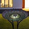 thumbnail image 4 of Outdoor Glass Birdbath Solar Birdbaths with Metal Stand for Lawn Yard Garden Peacock Decor,18” Dia 21.65 Height, 4 of 7