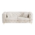 thumbnail image 6 of Wiilayok 75" Upholstered Tufted Sofa, Velvet 3 Seater Sofa Couch with Gold Legs,2 Pillows,Chesterfield Sofa Couch for Living Room, White, 6 of 8