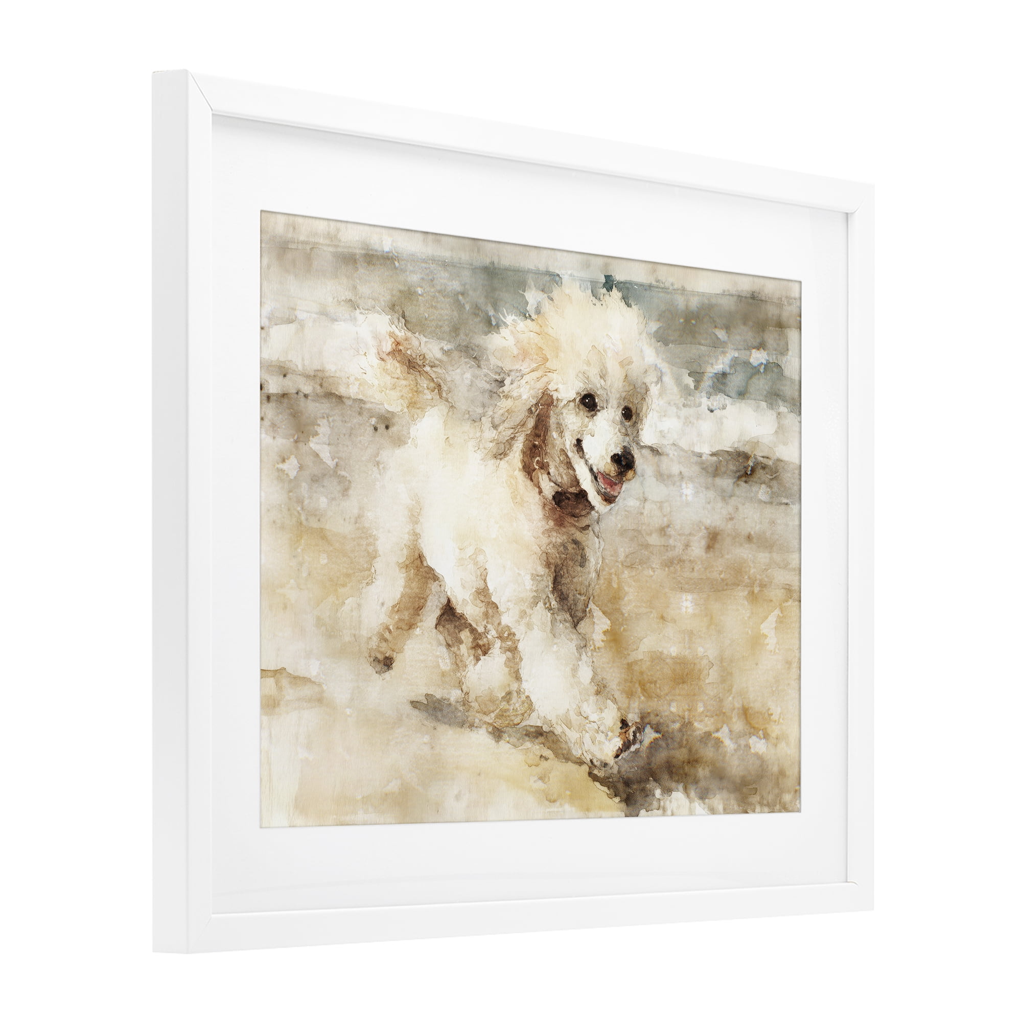 Stupell Industries Coastal Breeze & Poodle White Framed Print Under Glass, design by Svetlana Aleynikova