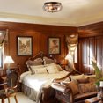 thumbnail image 2 of Giantex Semi Flush Mount Ceiling Light, Rustic Ceiling Light Fixture, Vintage Ceiling Lighting Lamp, 2 of 5