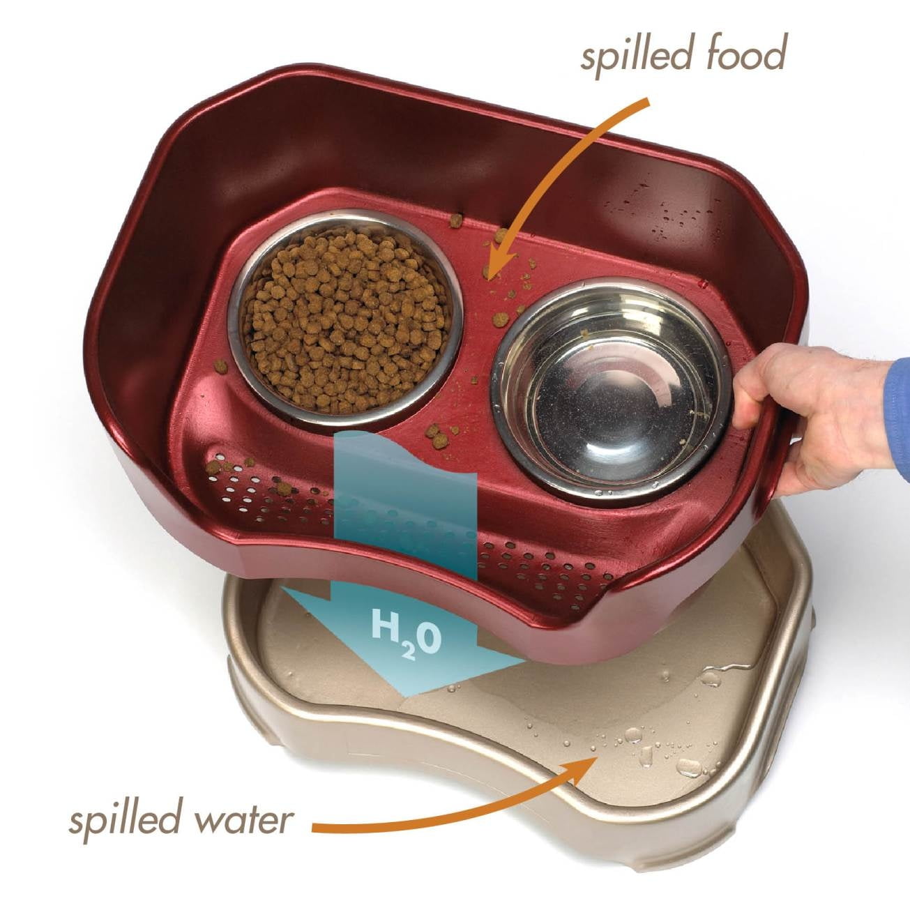 Neater Feeder Deluxe Elevated Mess-Proof Food & Water Bowls for Large Dogs, Aquamarine