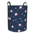 thumbnail image 2 of Circular Hamper Single Layer Laundry Basket Storage Basket Waterproof Single Layer Fabric With Handle Pe Support Strip Independence Day Theme Star (12) Small, 2 of 8