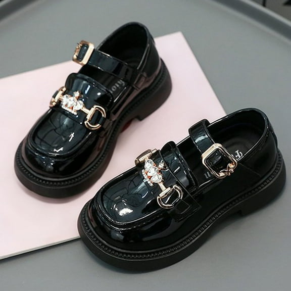Miqool Toddler Girls Dress Shoes Loafers School Uniform Mary Jane Flats Thick Non-Slip Sole Casual Shoes