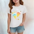 thumbnail image 2 of Girls T-Shirt 2-14 Years Print Cute Design Casual Summer Top Breathable Lightweight Outfit Daily School Wear Stylish Soft Comfortable Modern(9-10 Years,A132-White), 2 of 4