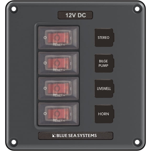 Blue Sea Systems 4320-BSS Panel Switch H2O CB 4POS GRAY
