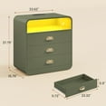 thumbnail image 5 of Nightstand Set of 2 with Charging Station and LED Lights, Modern Bedside Table W/3 Storage Drawers, Curved Profile Design, Unique Green, 5 of 6