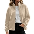 thumbnail image 3 of Fleece Jacket for Women Fashion Casual Cozy Solid Color Long-Sleeve Outerwear for Fall Winter Daily Outdoor Lounge, 3 of 9