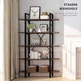 thumbnail image 7 of 5 Tier Bookshelf -Yoleo Vintage Industrial Bookshelf, 5 Shelf Etagere Bookshelves and bookcases with Metal Frame & Wood, Home Office Storage Book Shelf Walnut Brown, 7 of 7