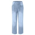 thumbnail image 5 of HSMQHJWE Bootcut Jeans for Women Stretchy Mid Rise Double Button Wash Solid 90s Straight Leg Jeans, 5 of 5