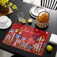 thumbnail image 3 of Independence Day Placemats Set of 4, 4th of July Red Striped Stars Patriotic Placemats for Dining Table, Place Mats for Kitchen Tabletop, Waterproof Wipeable Dining Table Mats Set, 3 of 9