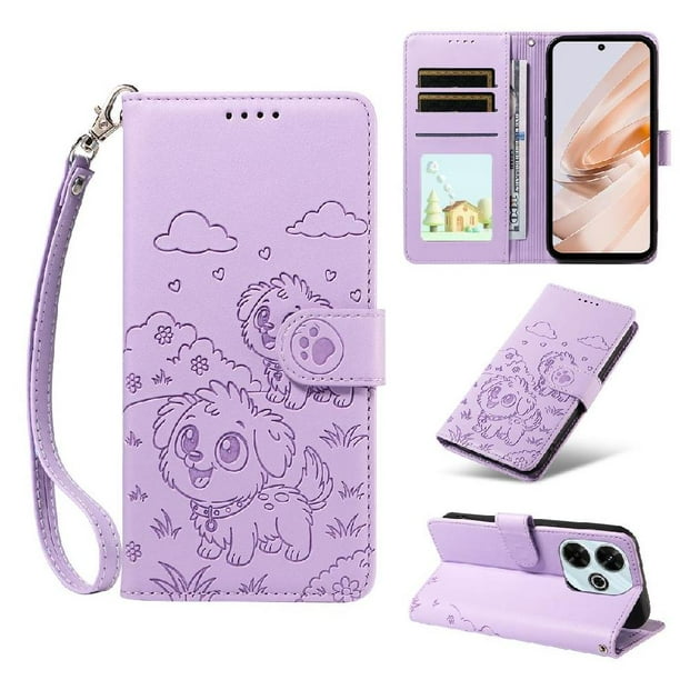 Funda Cartera GANGXUN con Diseño de Perrito en Relieve para Xiaomi Redmi Note 13R 5G , Protección 360° con Ranuras y Correa Desmontable