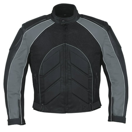 - Men's Mossi Elite Jacket Motorcycle Riding Coat with CE Armor Black/Dark Grey
