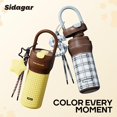 thumbnail image 6 of Sidagar 25 fl oz Stainless Steel Insulated Water Bottle with Handle, Leakproof Straw Lid, Yellow Checked, 6 of 11