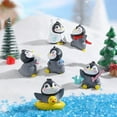 thumbnail image 1 of Paquete de 6 adornos para tartas de pingüino, figuras de pingüino en miniatura, suministros para fiesta de cumpleaños de pingüino, decoración para tarta de pingüino de invierno para niños, mini regalo, 1 of 5